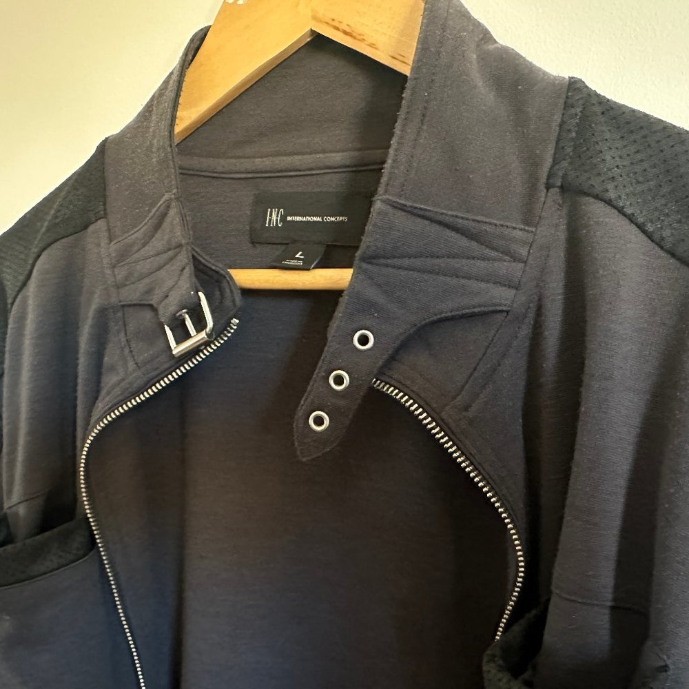 INC International Concepts - Black Jacket w/ Silver Hardware & Buckle - Large
